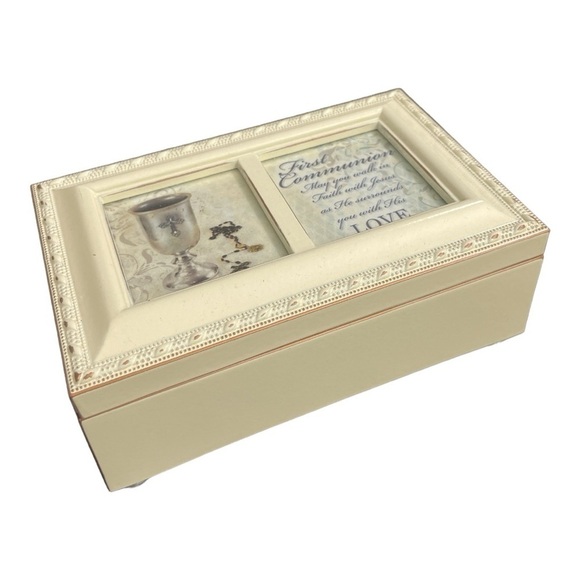 First Communion Know The Joy Ivory Music Box Plays Jesus Loves Me New - Picture 4 of 11